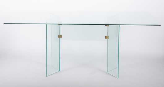 Leon Rosen Design Glass Top Dining Table