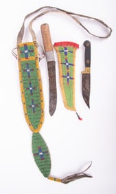 Northern Plains Beaded Leather Sheaths with Knives