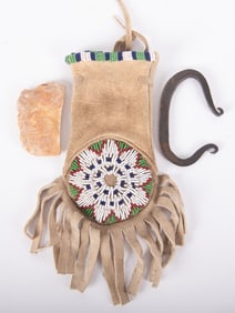 Native American Objects Beaded Fire Starter Bag