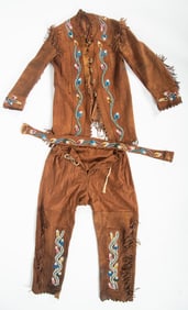 Two Piece Leather and Beadwork Outfit