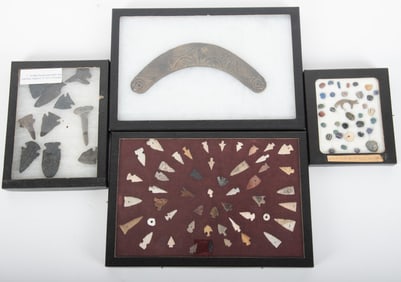 Collection of Native American Objects including Arrowheads, Points and a Gorget