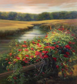 Tricia Berg, Colorado (b. 1952), Summer Vines, oil on wood panel