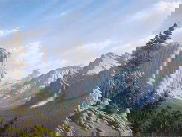 David Dalton, California, Michigan (B. 1952), Discovery View Yosemite, oil on canvas