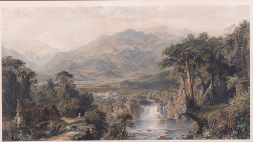 Frederic Edwin Church, American (1826-1900), Heart of the Andes, hand colored engraving
