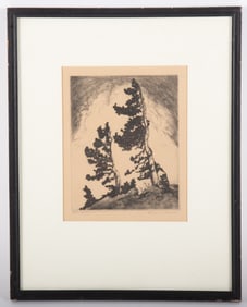 Lyman Byxbe, American (1886-1980), Windblown, etching with drypoint