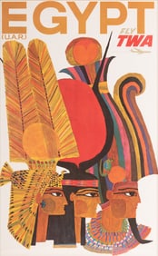 David Klein, (1918-2005), Egypt (U.A.R.). Fly TWA, Circa 1960s, color lithographic poster