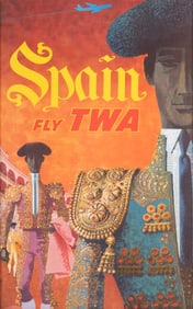 David Klein, (1918-2005), Spain via TWA, Circa 1960, color lithographic poster