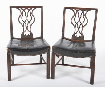 Pair Of Antique English Georgian Style Side Chairs Circa 1820