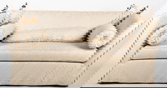 Knole Style Sofa by Southwood Furniture Covered in Osborne & Little Linen Damask