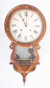 An Antique Burl and Inlaid Wall Clock
