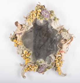 A Meissen Porcelain Wall Mirror