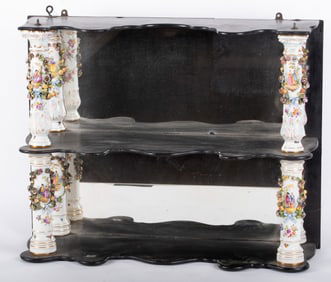 A Meissen Porcelain Mounted Wall Shelf