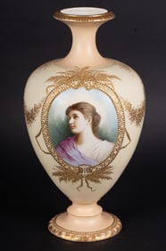Antique Willetts Bileek Handpainted Portrait Vase