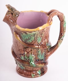 A Palissy Ware Majolica Snake and Frog Pitcher, Samuel Alcock
