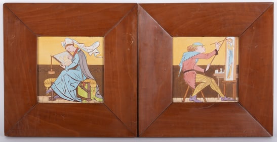 A Pair of English Pottery Tiles, Circa 1847-67