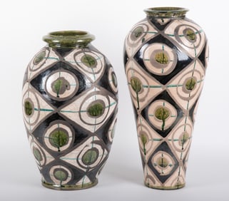 Steve Hemingway, Minnesota, 21st Century, Two Monumental Glazed Pottery Vases