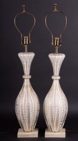 A Pair of 1960s Vintage Murano Glass Table Lamps