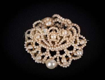 An Extraordinary Georgian Seed Pearl Wedding Brooch
