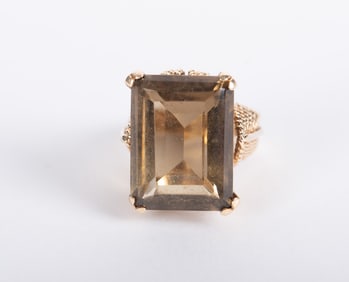 Vintage 10K Smokey Topaz Cocktail Ring