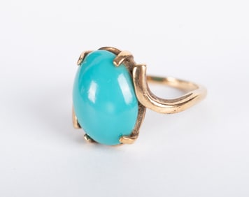 Vintage 10K Yellow Gold Turquoise Ring