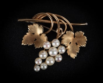 Krementz 14K Yellow Gold Pearl Booch