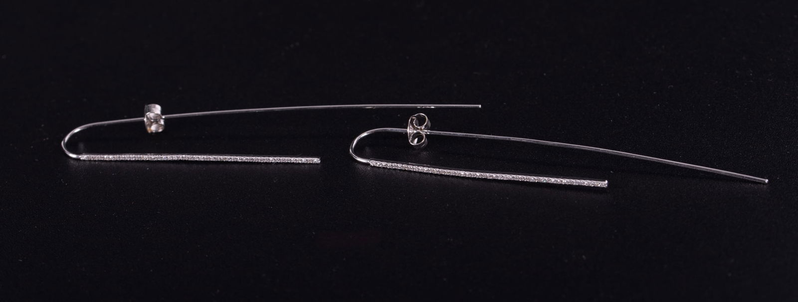 14K White Gold and Diamond Modern Line Drop Earrings (1 of 2)