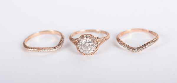 Outstanding 14K Rose Gold Diamond Bridal Set