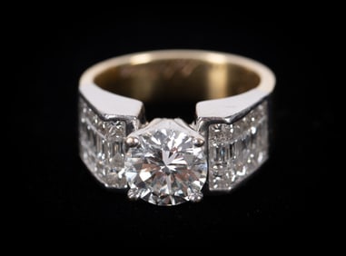 Radiant 18K Yellow Gold and Platinum Diamond Ring