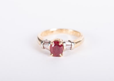 14K Yellow Gold Ruby/Diamond Ring