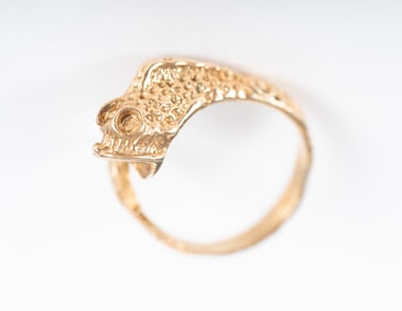 18K Yellow Gold Lizard Ring
