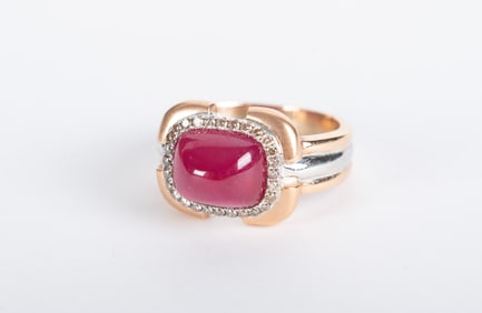 Exquisite Barry Brinker 18K Ruby Diamond Ring