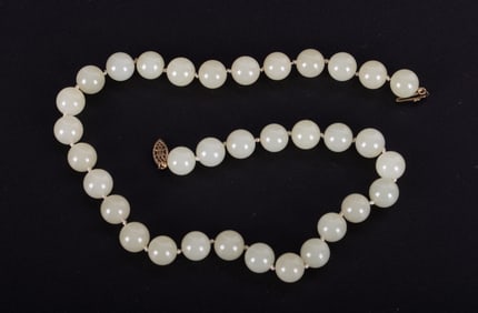 Jade Bead Necklace with 14K Gold Clasp