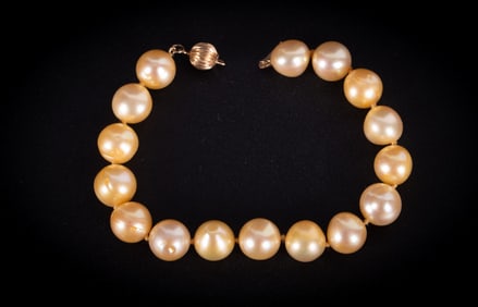 Golden Pearl 10mm Bracelet with 14K Gold Clasp