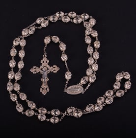 A Fine Sterling Silver and Crystal Bead Rosary