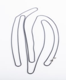 David Yurman Extra Long Blackened Sterling Silver Box Chain Necklace