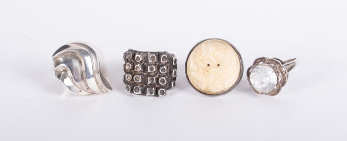 Four Vintage Sterling Rings