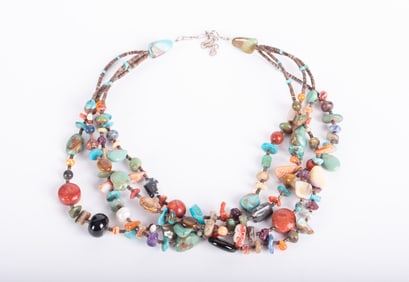 Native American Multi Strand Bead Necklace