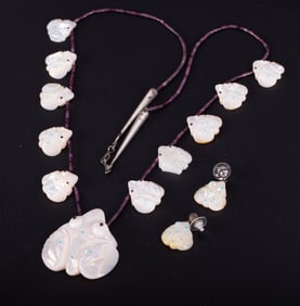 Mother of Pearl Frog Fetish & Earring