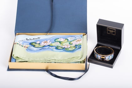 Michaela Frey Wien Enameled Bracelet w/Matching Silk Scarf