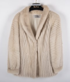 A Cream Color Striated Mink Fur Jacket Retailed by The Fur Centre, Saint Louis