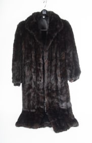 Greek Black Long Haired Mink Coat, Labeled Made in Greece