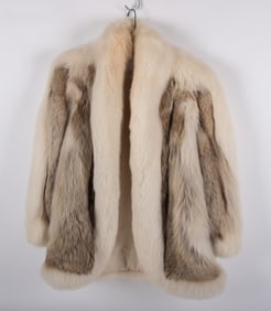 White with Multi-Shade Brown and Black Fox Fur Jacket Retailed by Robinson's of California