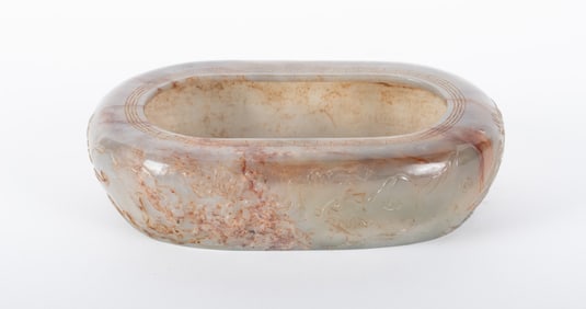 A Large Chinese Carved Jade Brush Wash Pot
