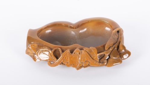 A Chinese Carved Agate Brush Wash Pot