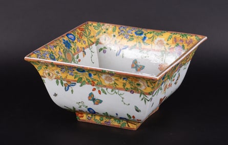 Large Chinese Porcelain Square Form Bowl