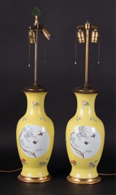 A Pair of Chinese Porcelain Table Lamps