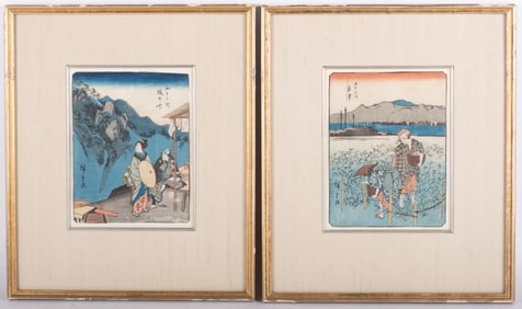 Ando Hiroshige, Japanese (1797-1858), From: Fifty-three Stations of the Tokaido, two color woodcuts