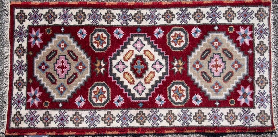 Handwoven Kazak Throw Rug
