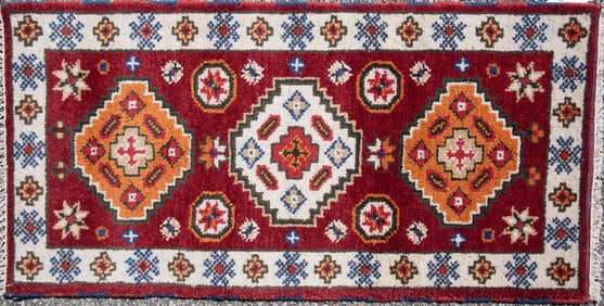 Handwoven Kazak Throw Rug