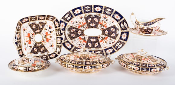 A Collection of English Porcelain Serving Pieces, Traditional Imari by Royal Crown Derby